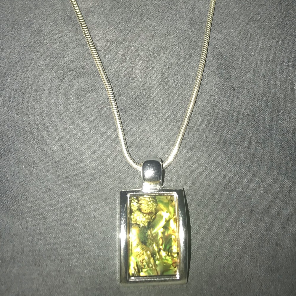 Iridescent Pendant Sterling Silver Necklace